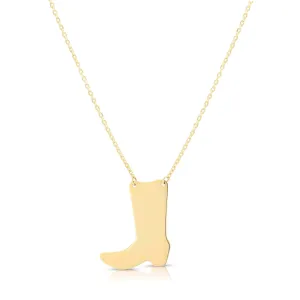 14K Yellow Gold Cowboy Boot Pendant Necklace