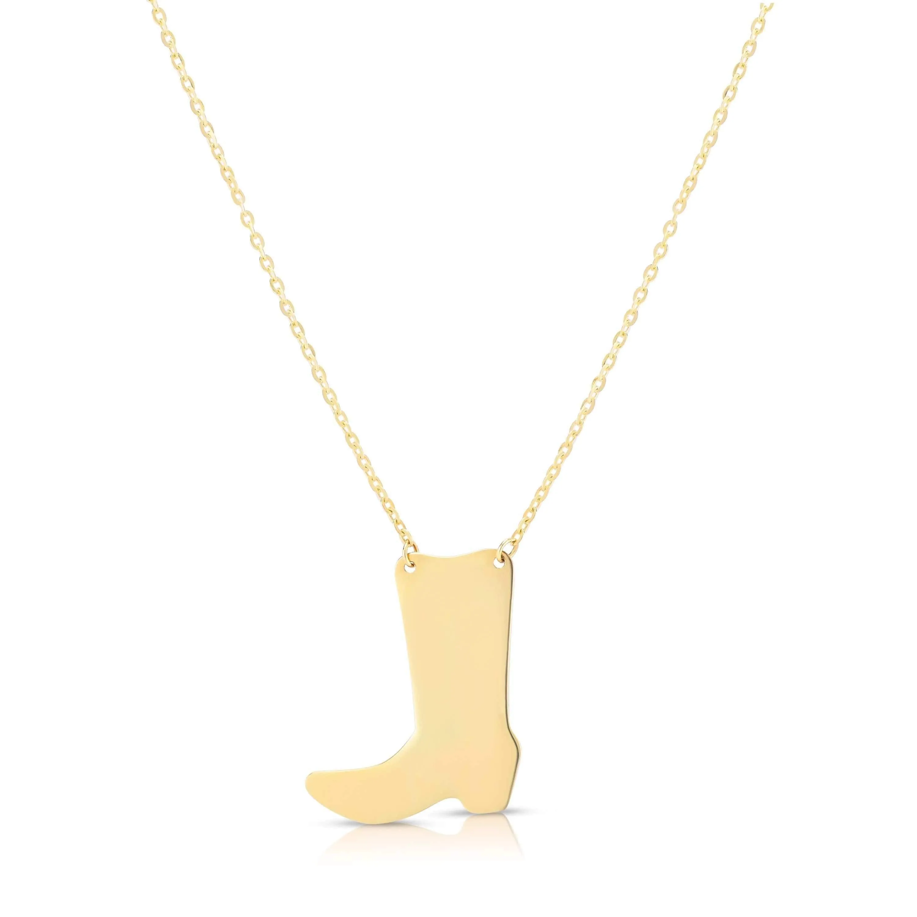14K Yellow Gold Cowboy Boot Pendant Necklace