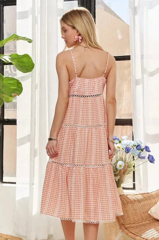 ADORA Gingham Detail Washed Dress