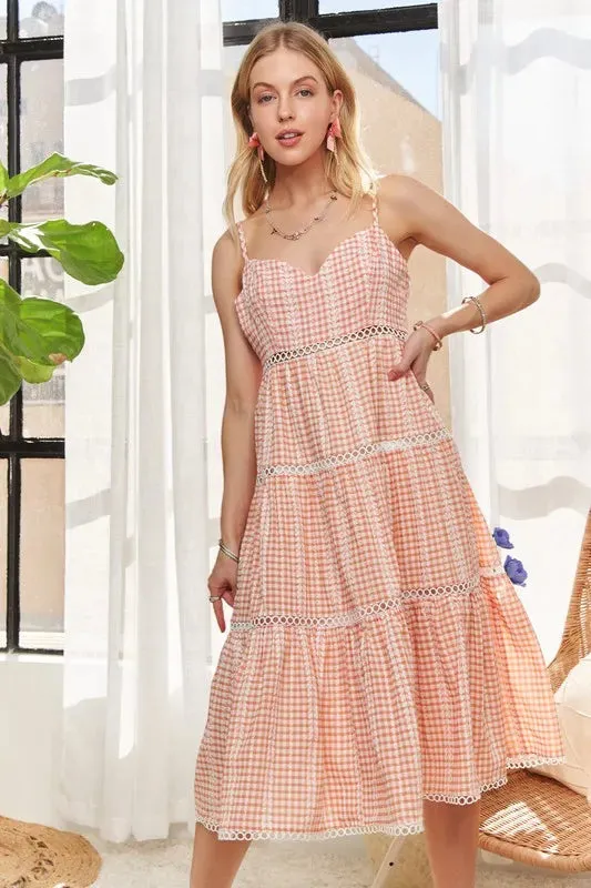 ADORA Gingham Detail Washed Dress