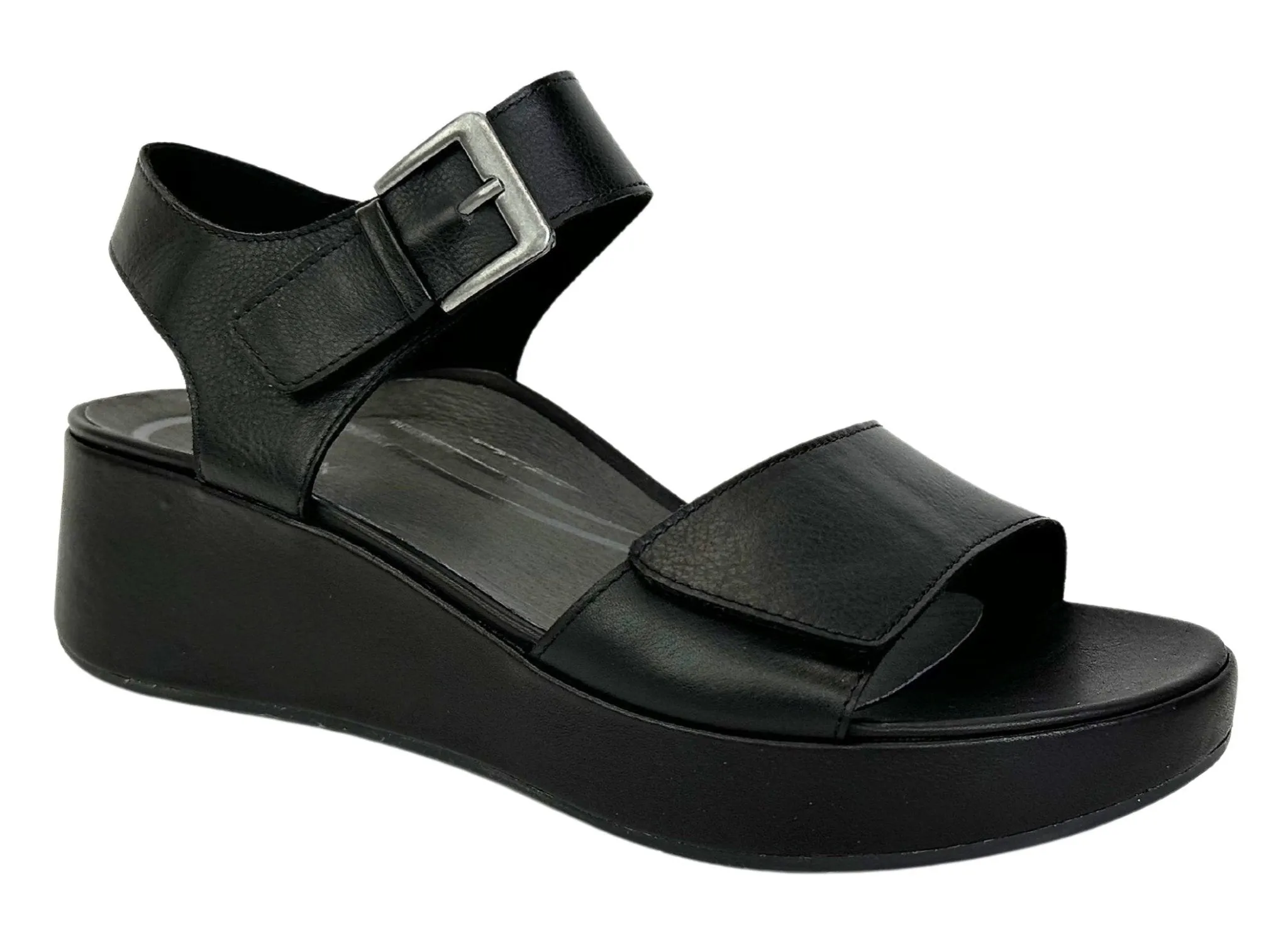 Aetrex Ariel Adjustable Quarter Strap Wedge Black