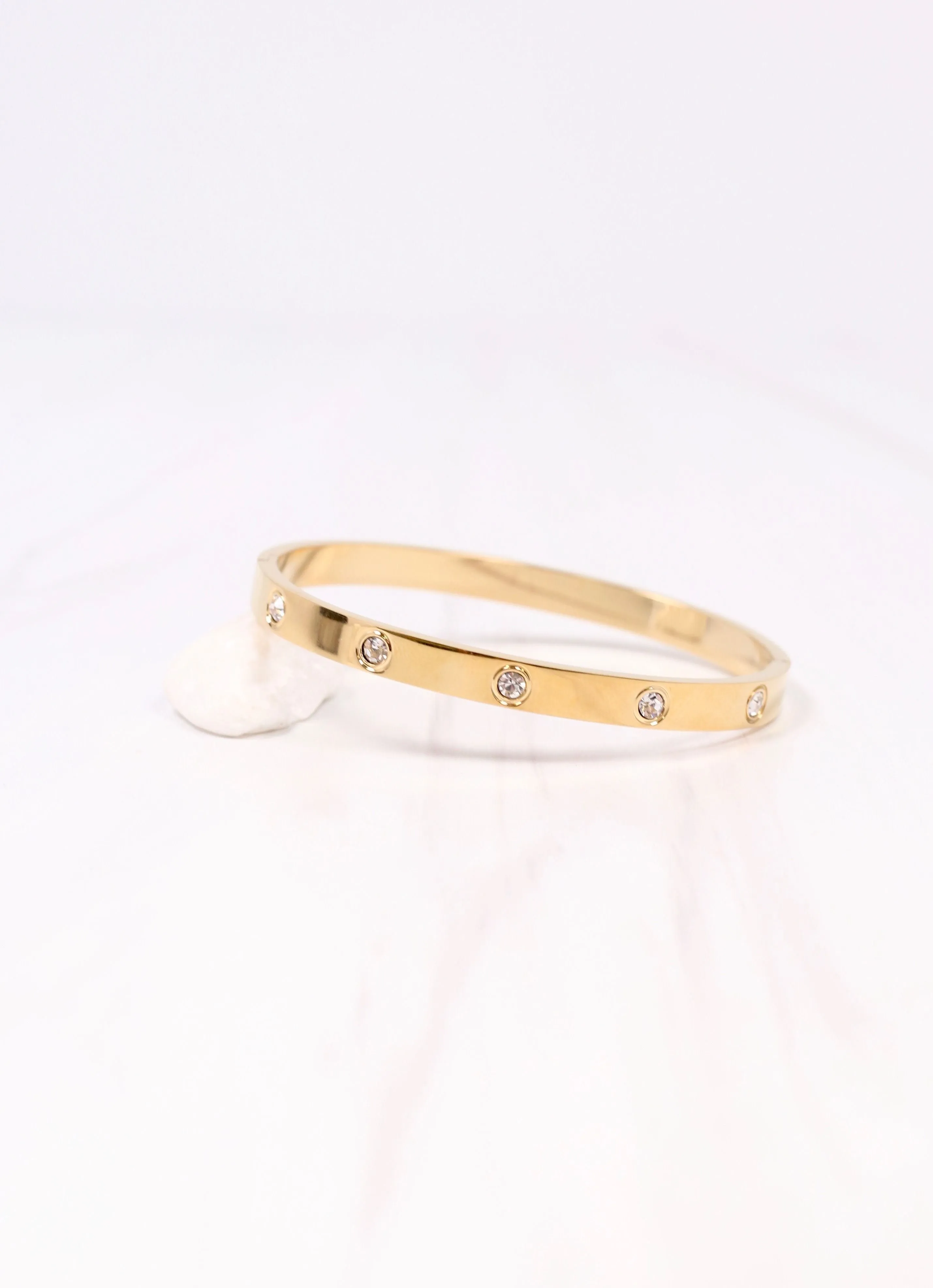 Almeria CZ Metal Bracelet Gold