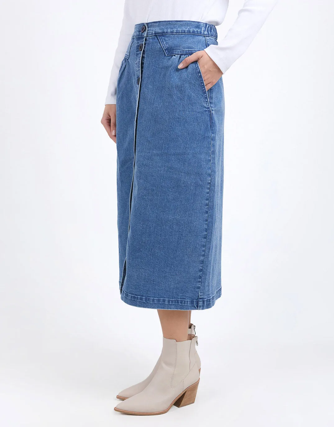 Amanda Midi Skirt - Mid Blue