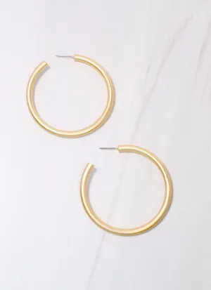 Arden Satin Hoop Earring Matte Gold