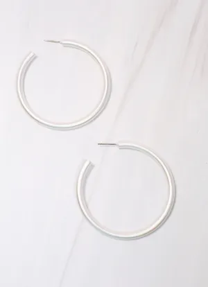 Arden Satin Hoop Earring MATTE SILVER