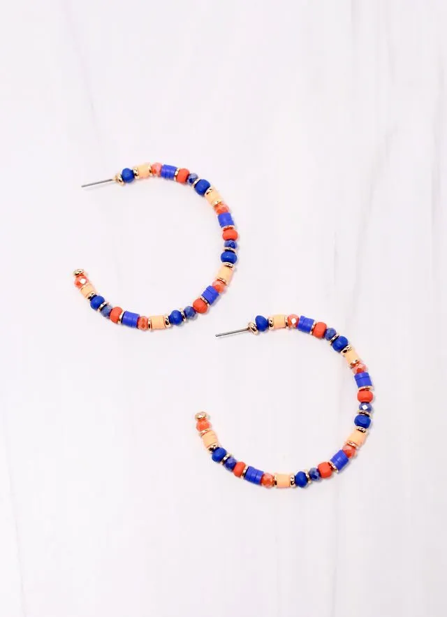 Bartlett Beaded Hoop Earring Blue Orange