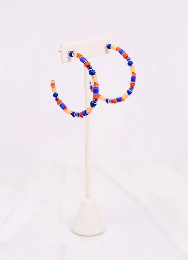 Bartlett Beaded Hoop Earring Blue Orange