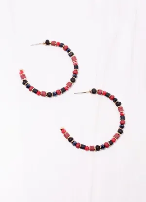 Bartlett Beaded Hoop Earring Garnet Black