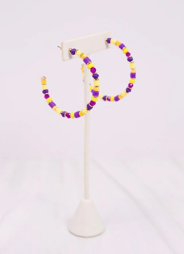 Bartlett Beaded Hoop Earring Purple Yellow