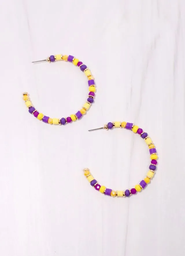 Bartlett Beaded Hoop Earring Purple Yellow