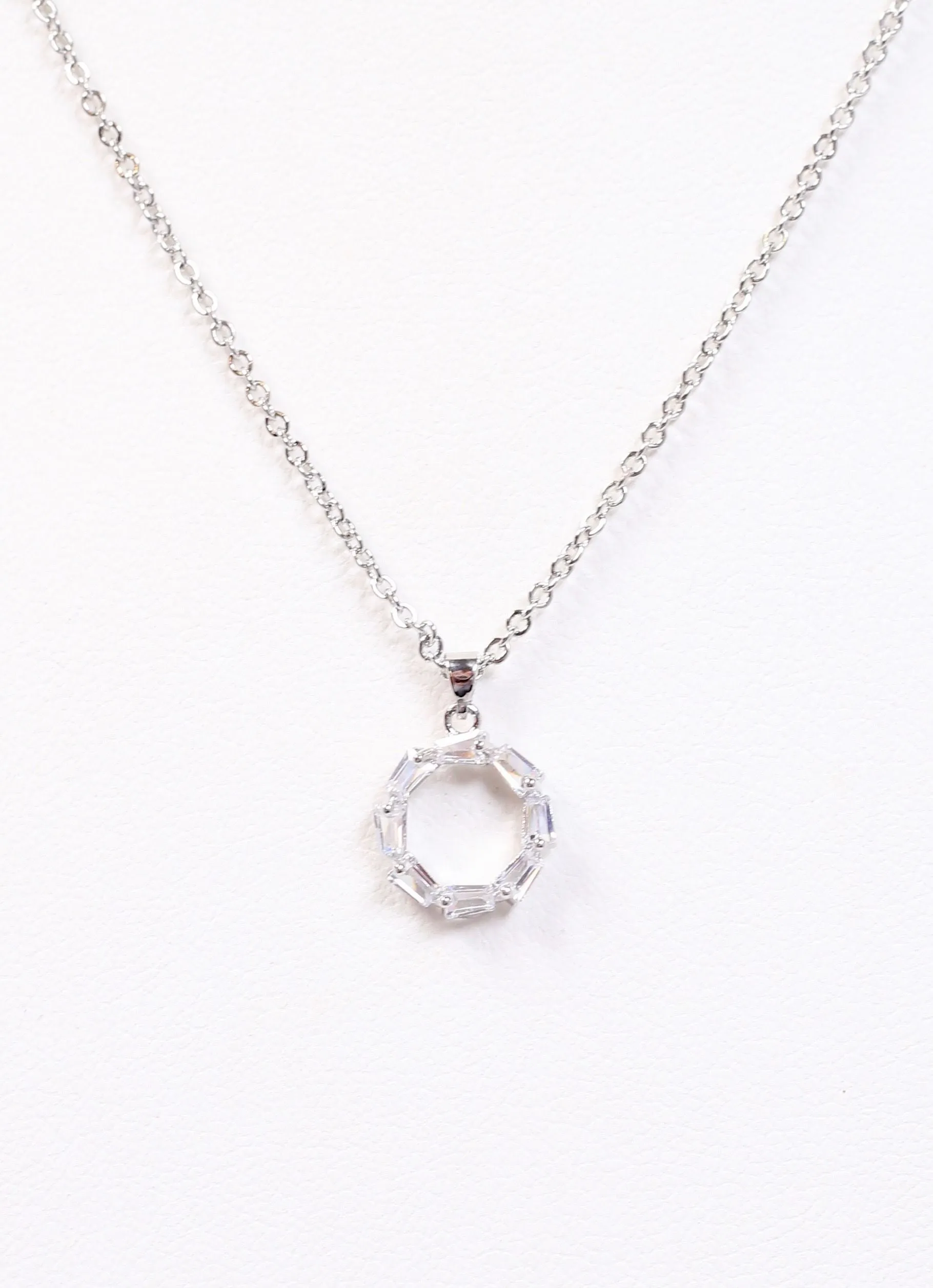 Bastion CZ Circle Necklace SILVER