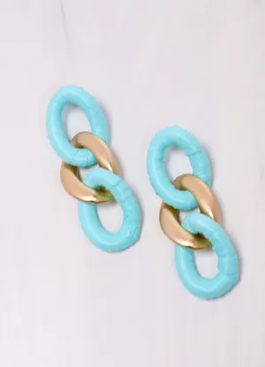 Bayshore Wrapped Link Earring Aqua