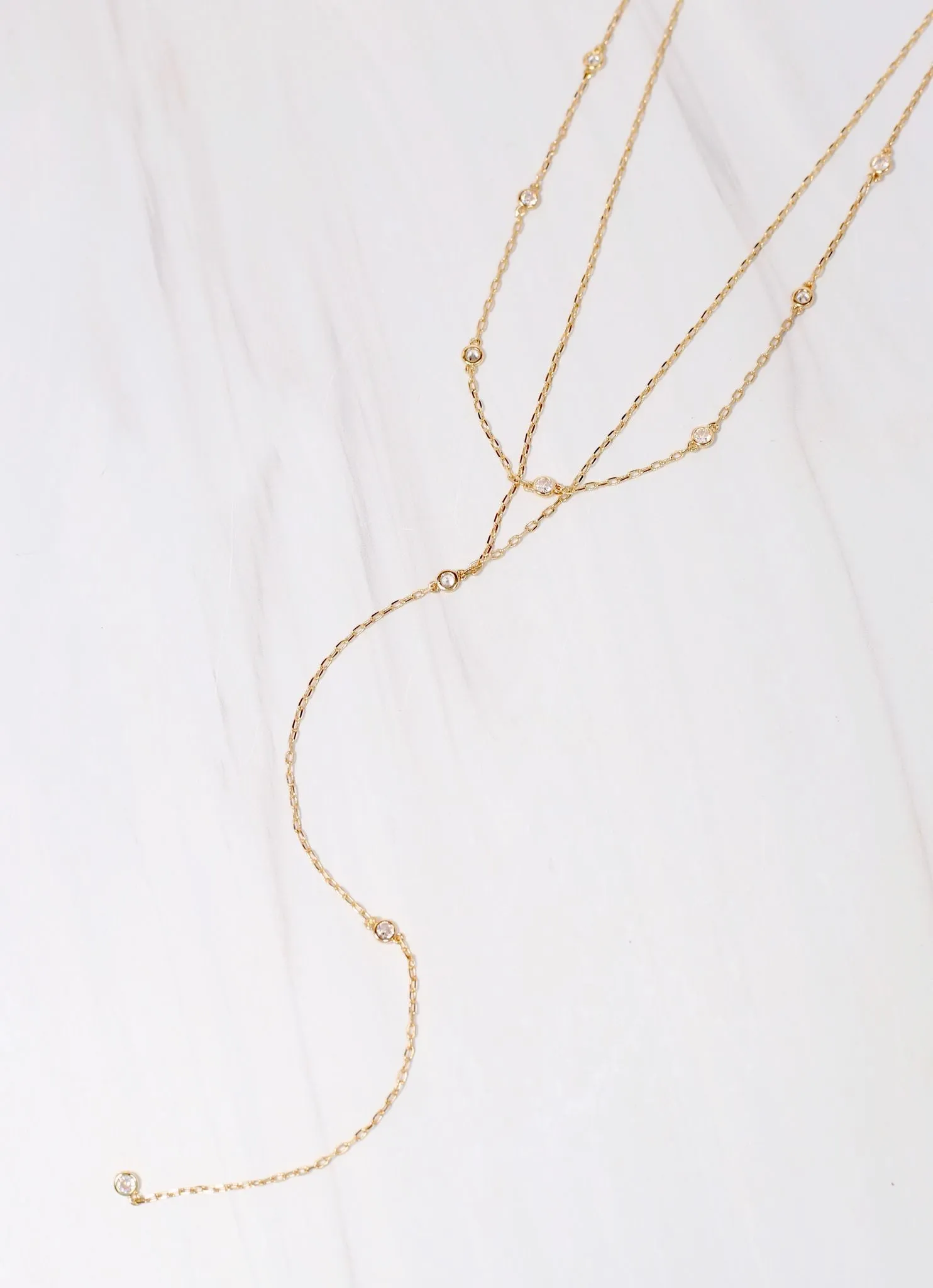 Bedford CZ Y Necklace Gold