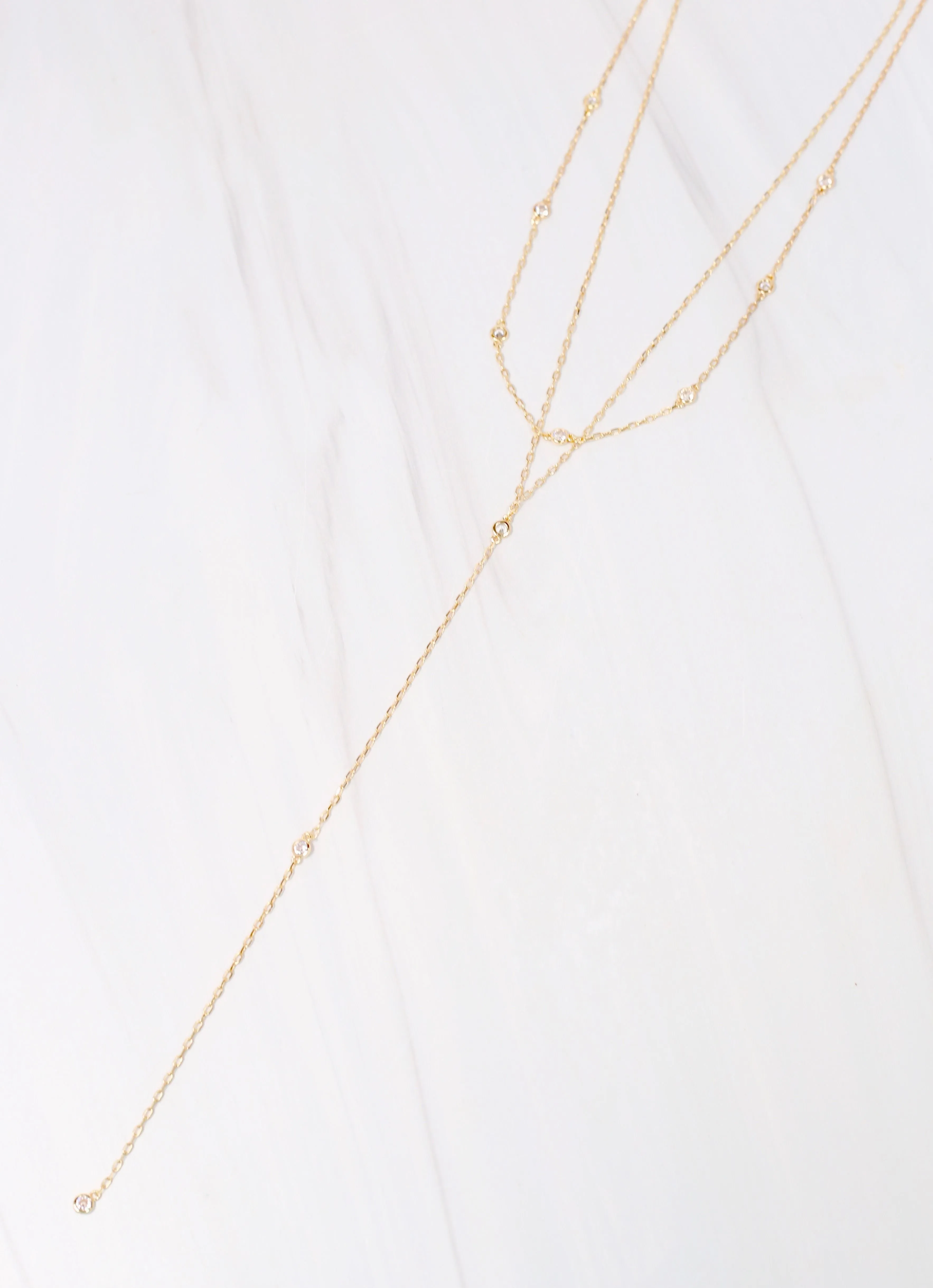 Bedford CZ Y Necklace Gold