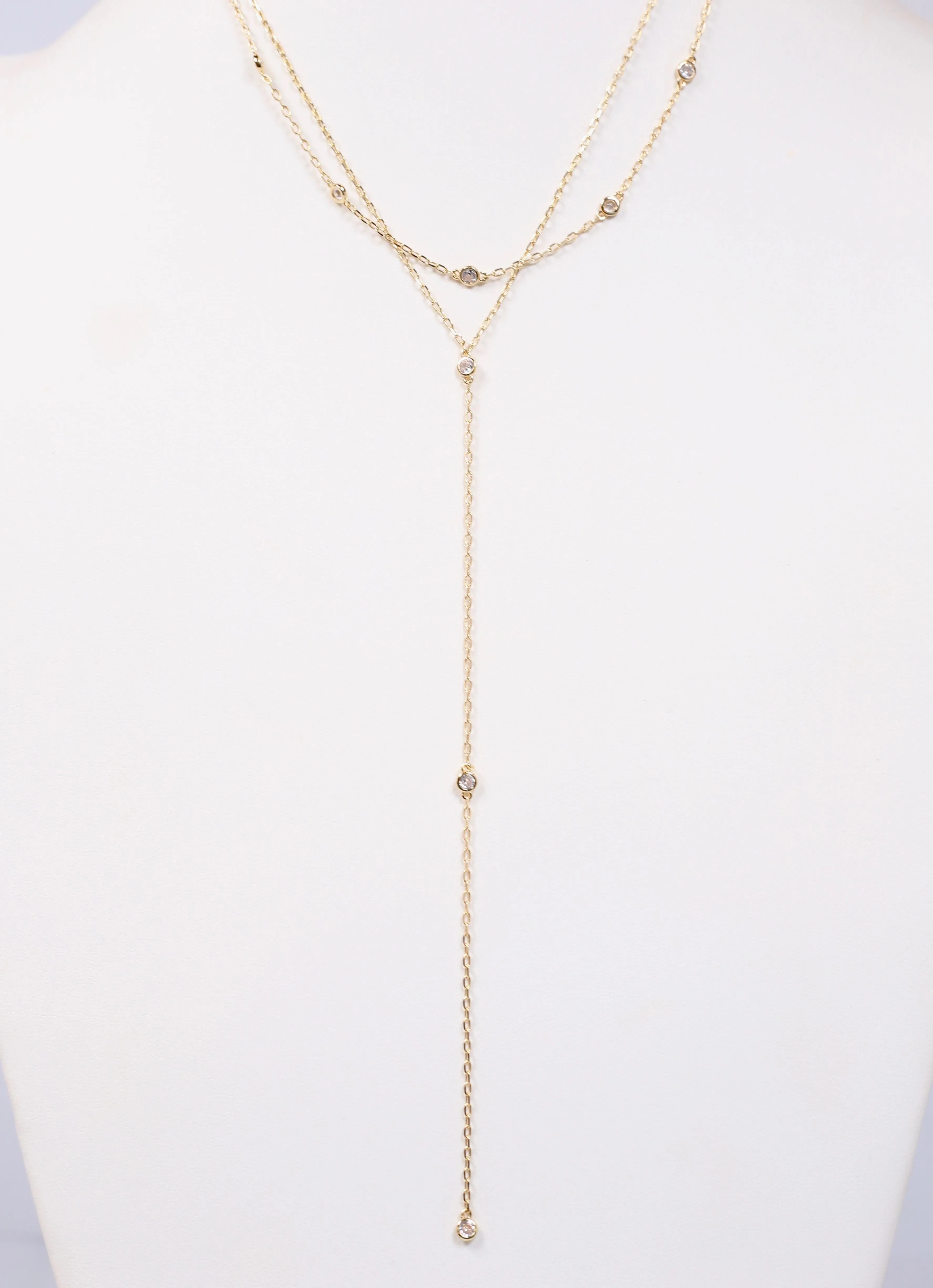 Bedford CZ Y Necklace Gold