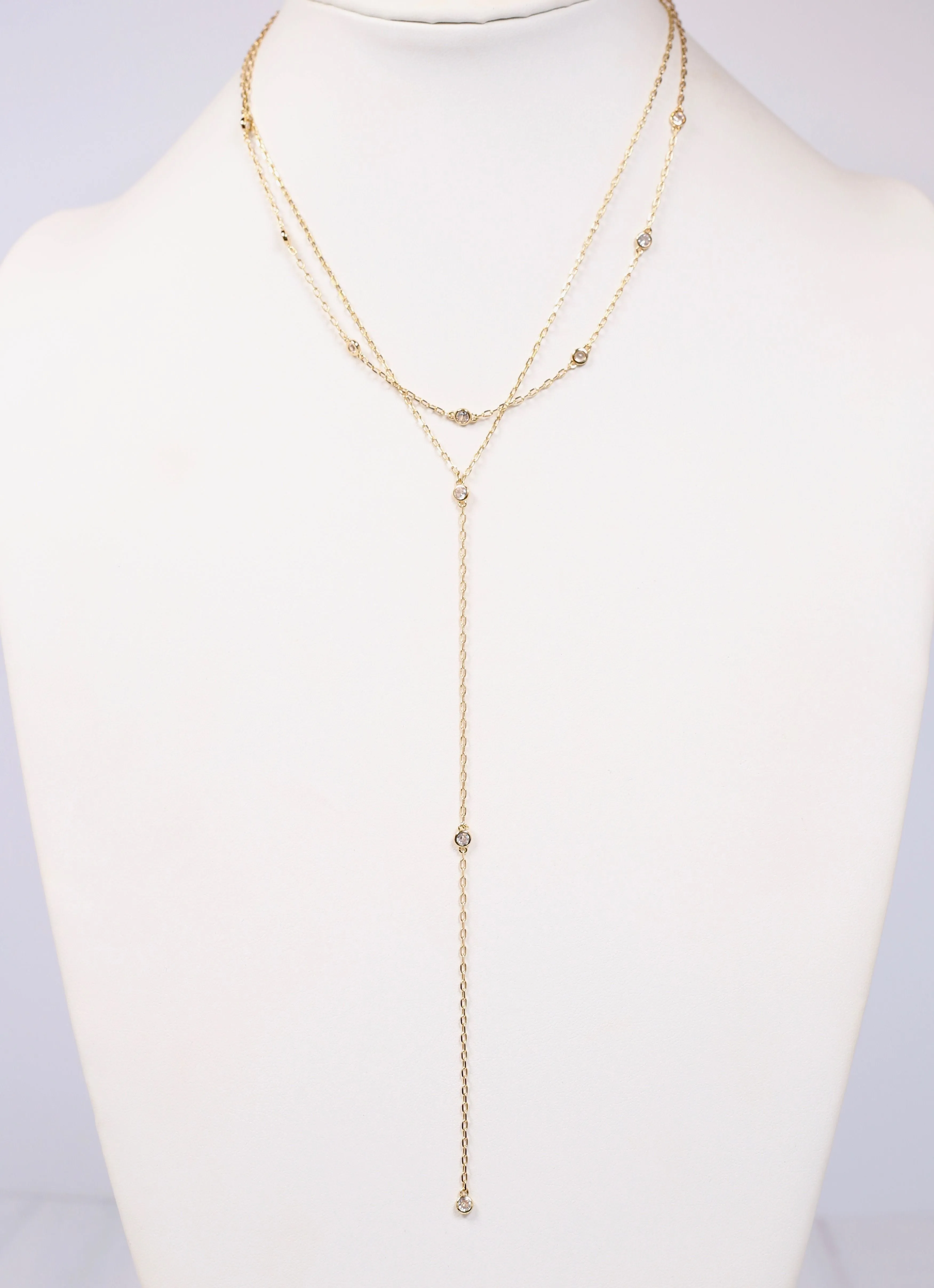 Bedford CZ Y Necklace Gold