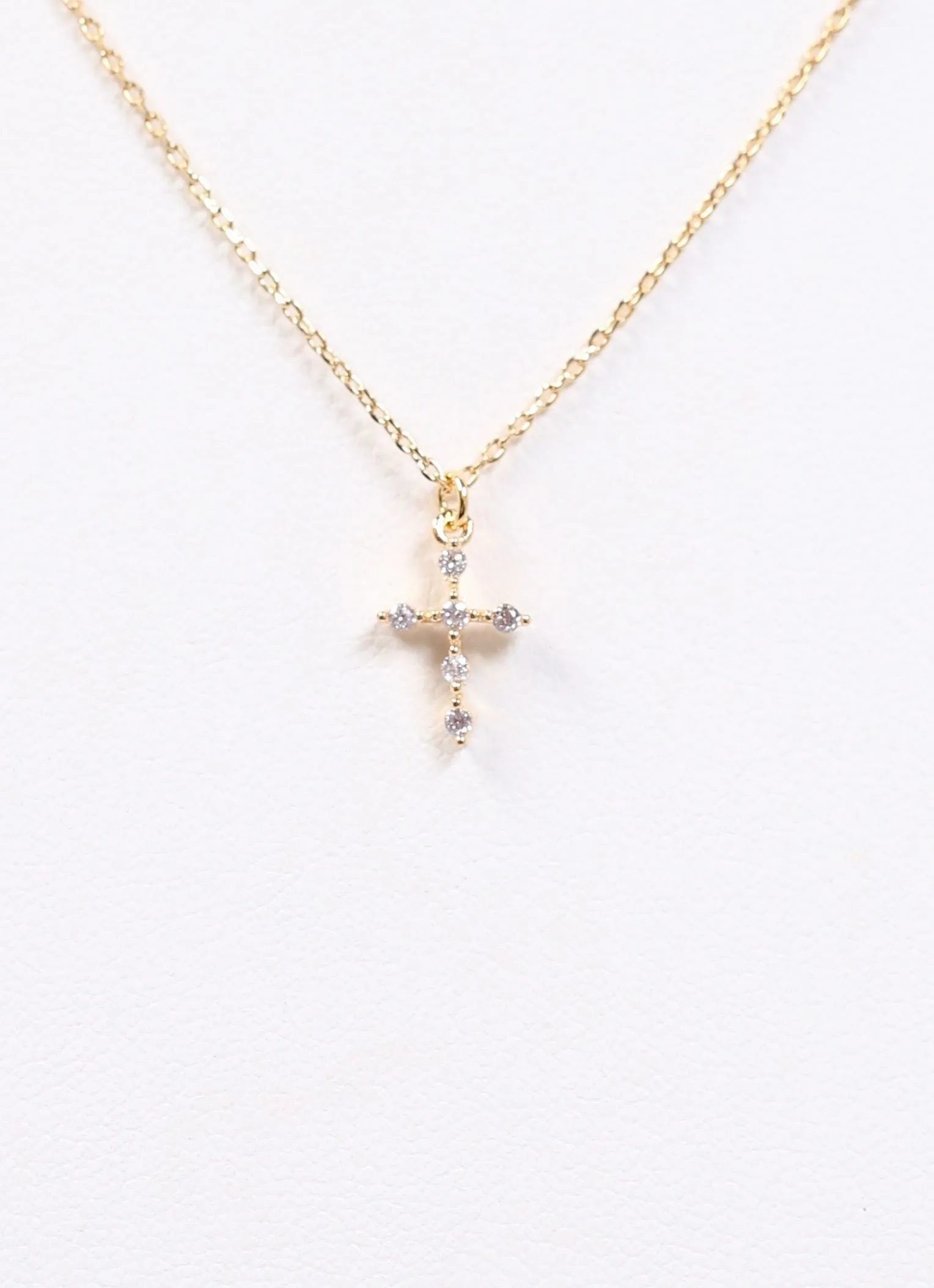 Belief CZ Cross Necklace Gold