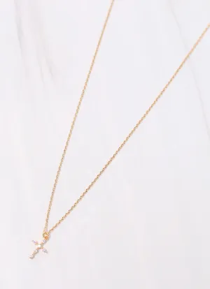 Belief CZ Cross Necklace Gold