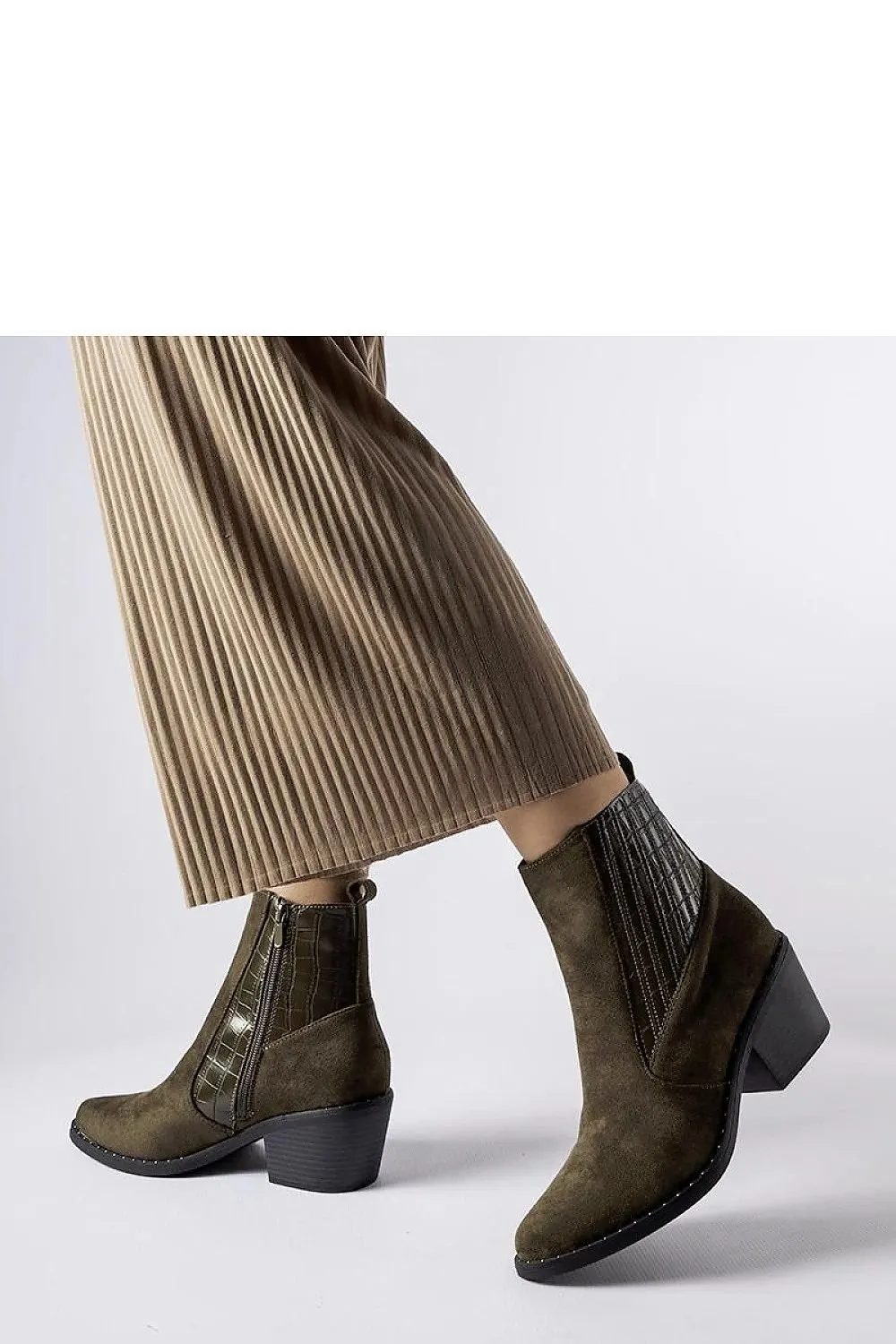 Black eco-suede low-post boots
