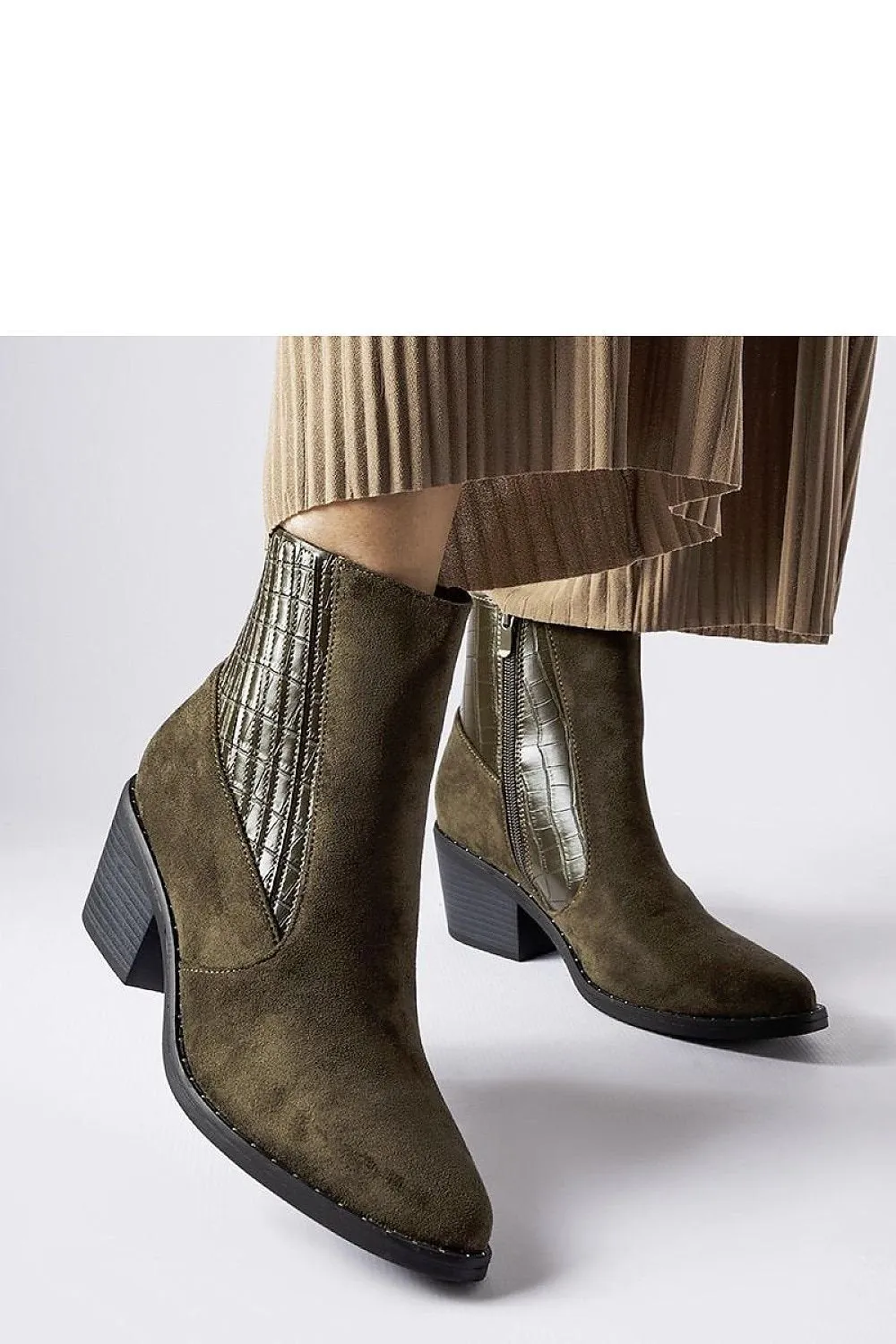 Black eco-suede low-post boots