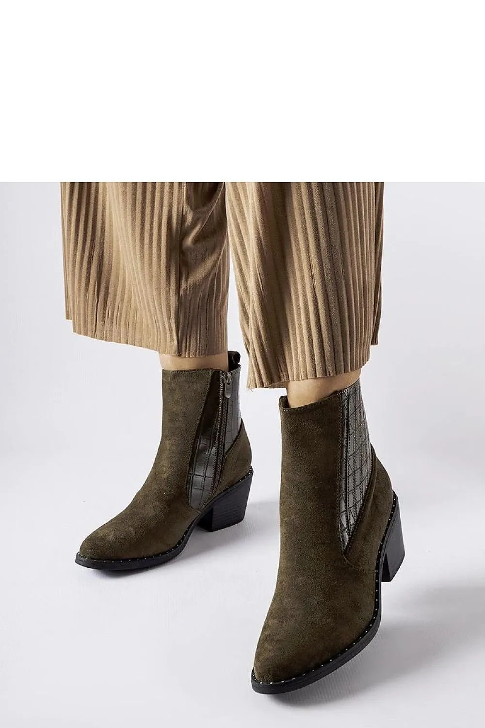 Black eco-suede low-post boots