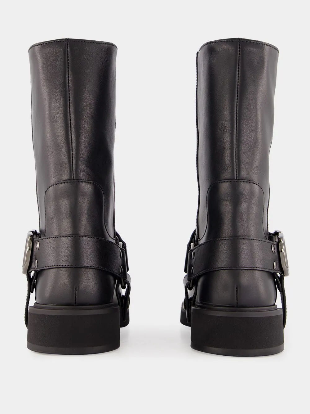 Black Leather Biker Boots