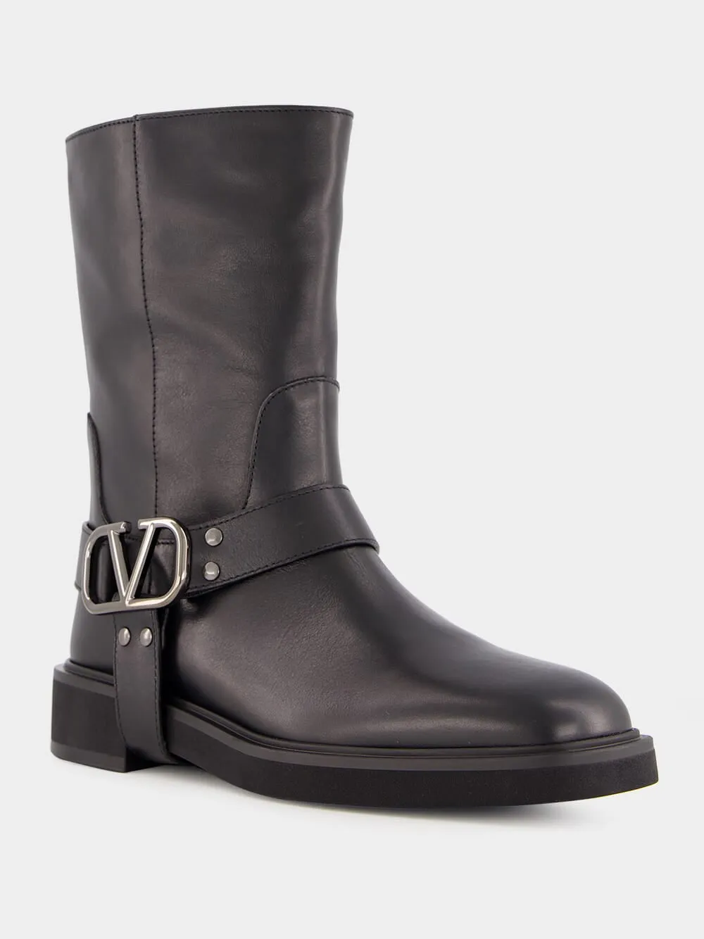 Black Leather Biker Boots