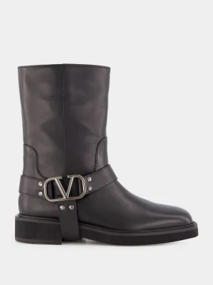 Black Leather Biker Boots
