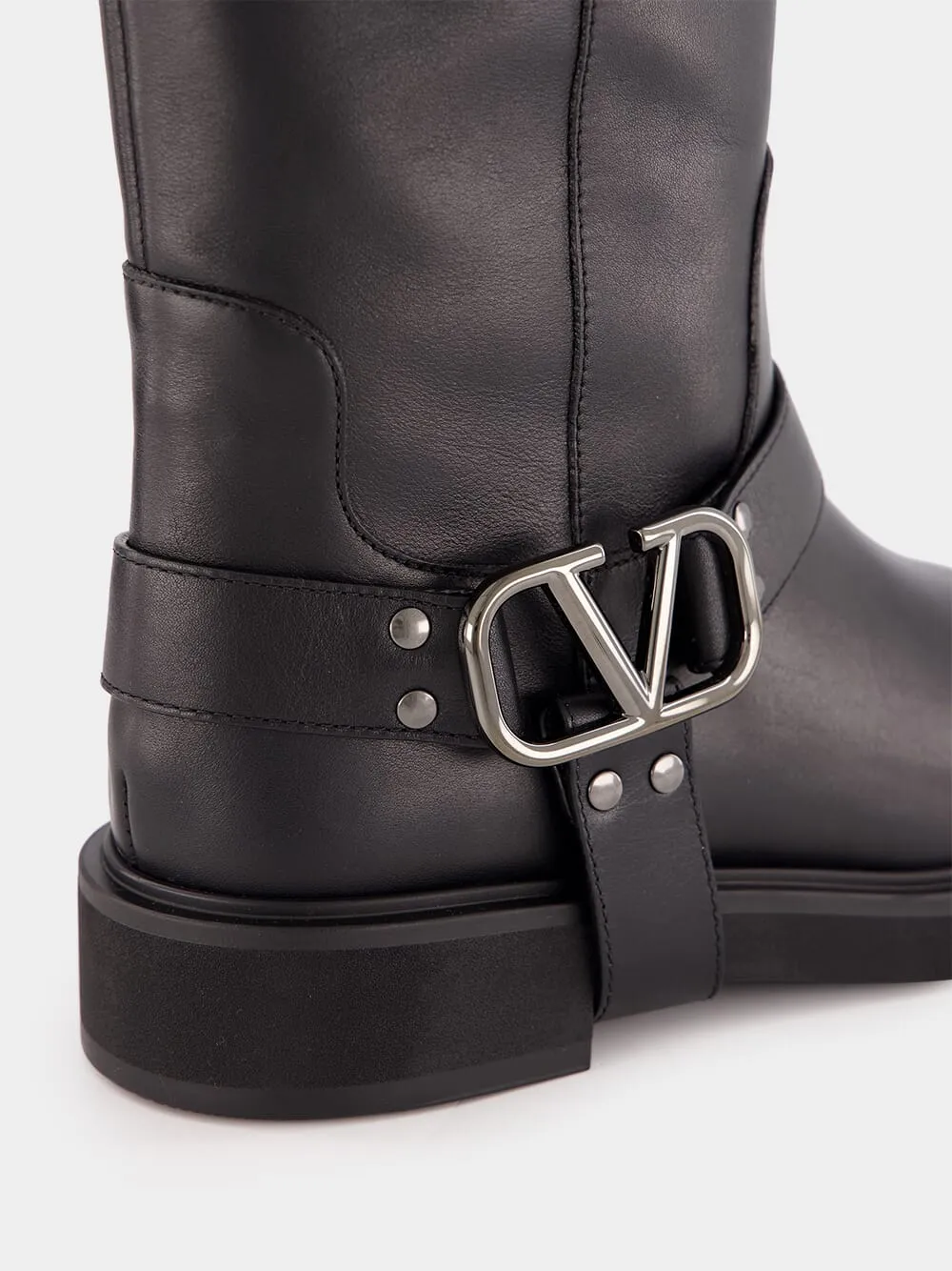 Black Leather Biker Boots