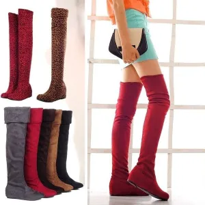 Black Leopard Boots Winter Spring Ladies Flat Bottom Boots Shoes