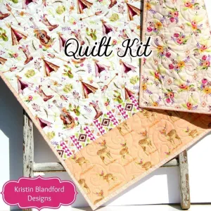 Boho Quilt Kit, DIY Project, Easy Beginner, Striped Pattern, Modern Quilt Kit Girl Deer Fawn Teepee Aztec Coral Nursery Bedding Blanket