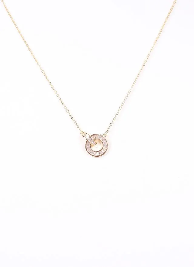 Brenton CZ Circle Necklace Gold