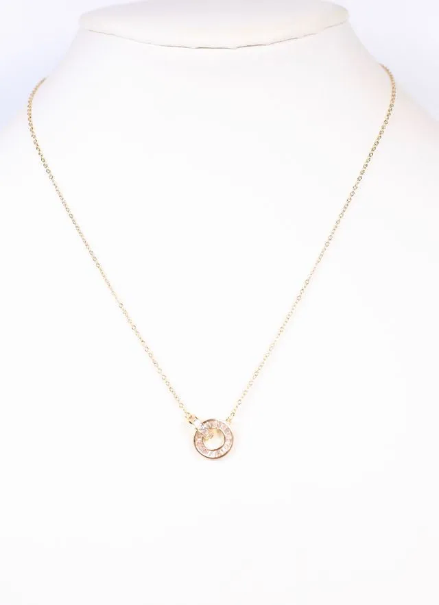 Brenton CZ Circle Necklace Gold
