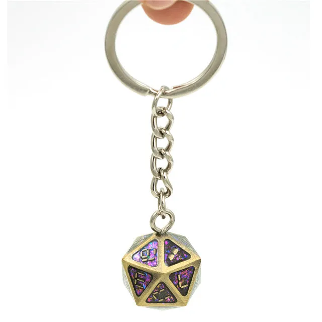 Bronze and Glitter - D20 Keyring