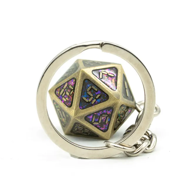 Bronze and Glitter - D20 Keyring