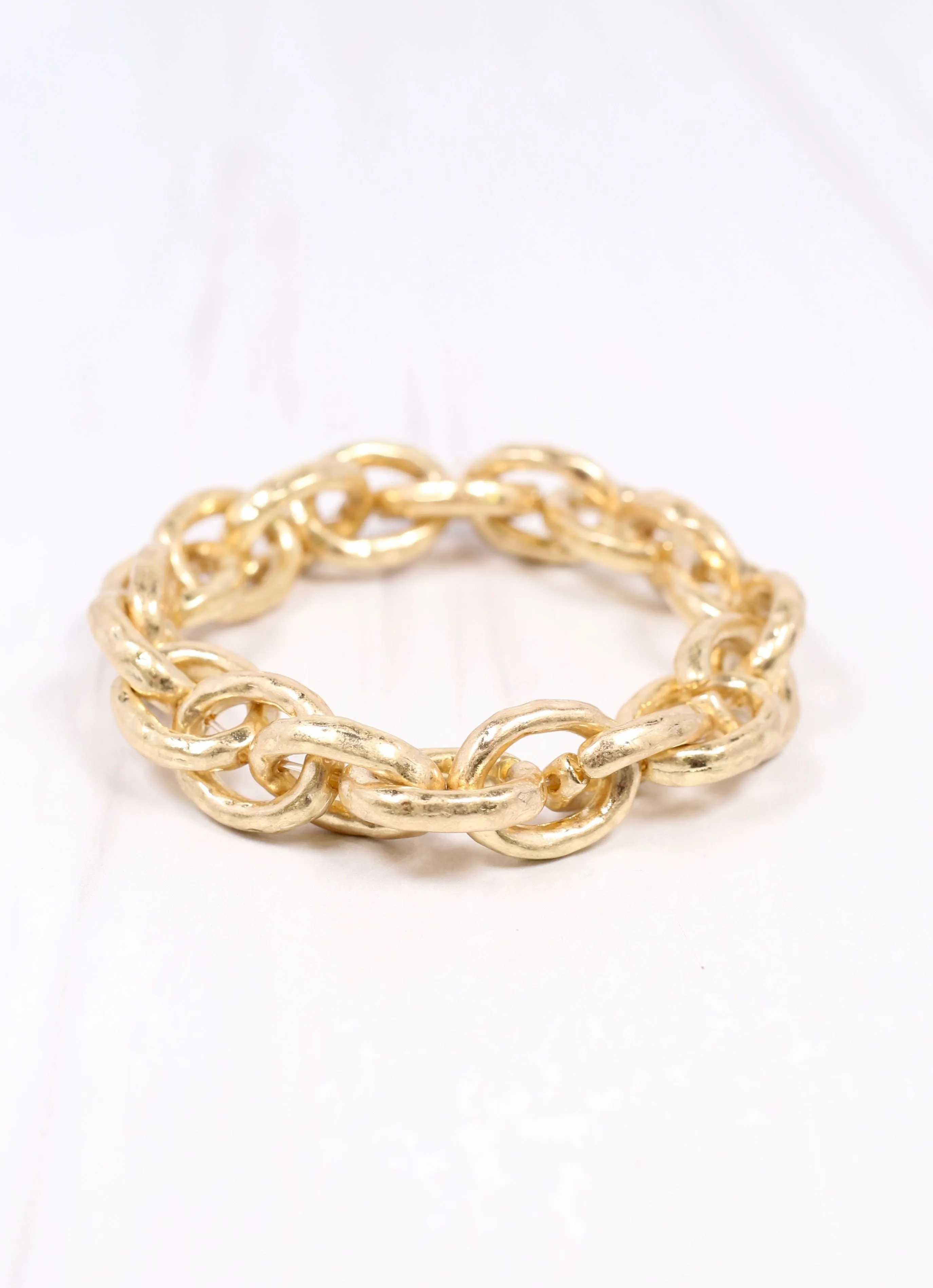 Brooke Stretch Bracelet Worn Gold