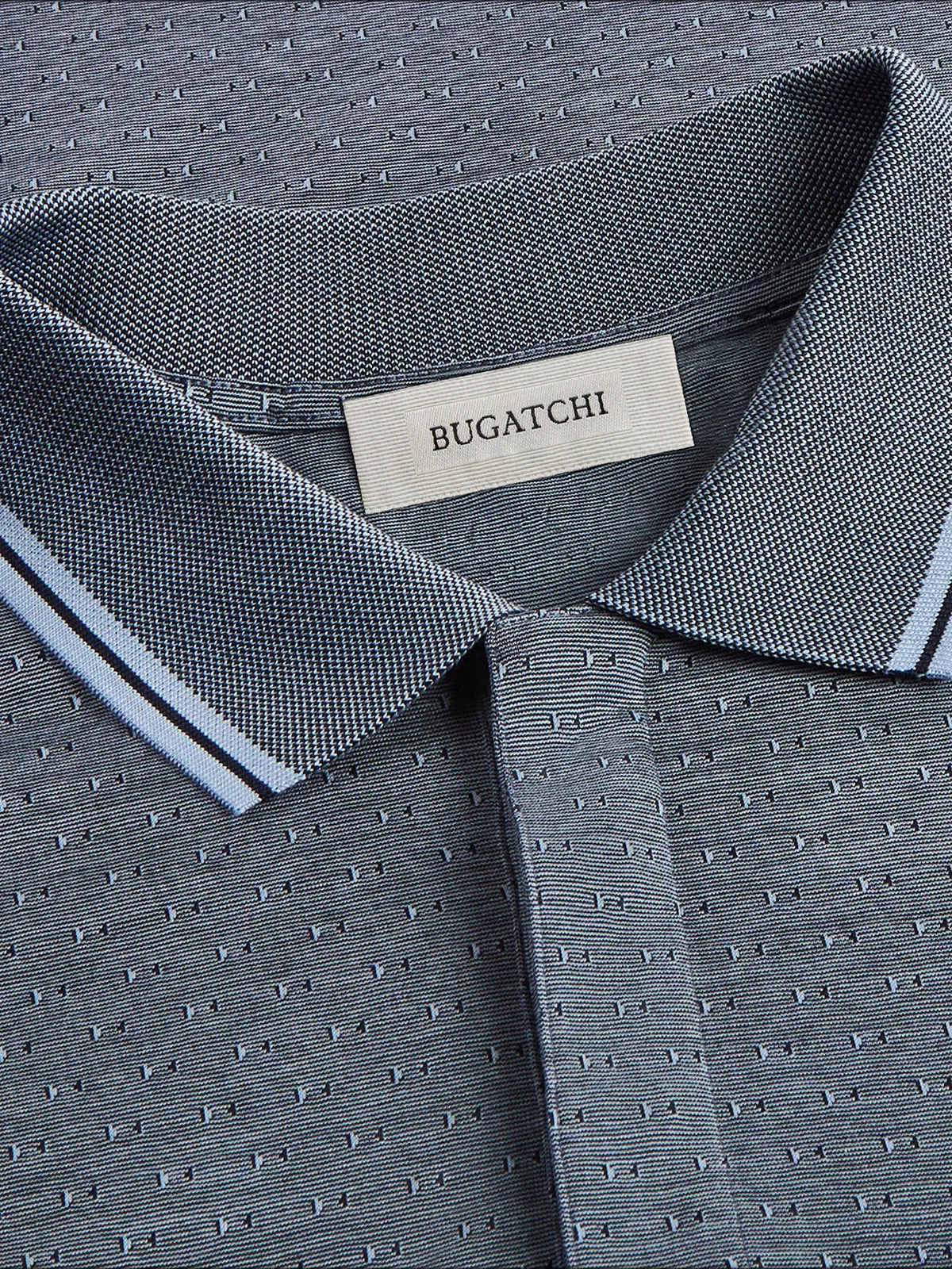 Bugatchi 3 Button LS Polo - Air Blue