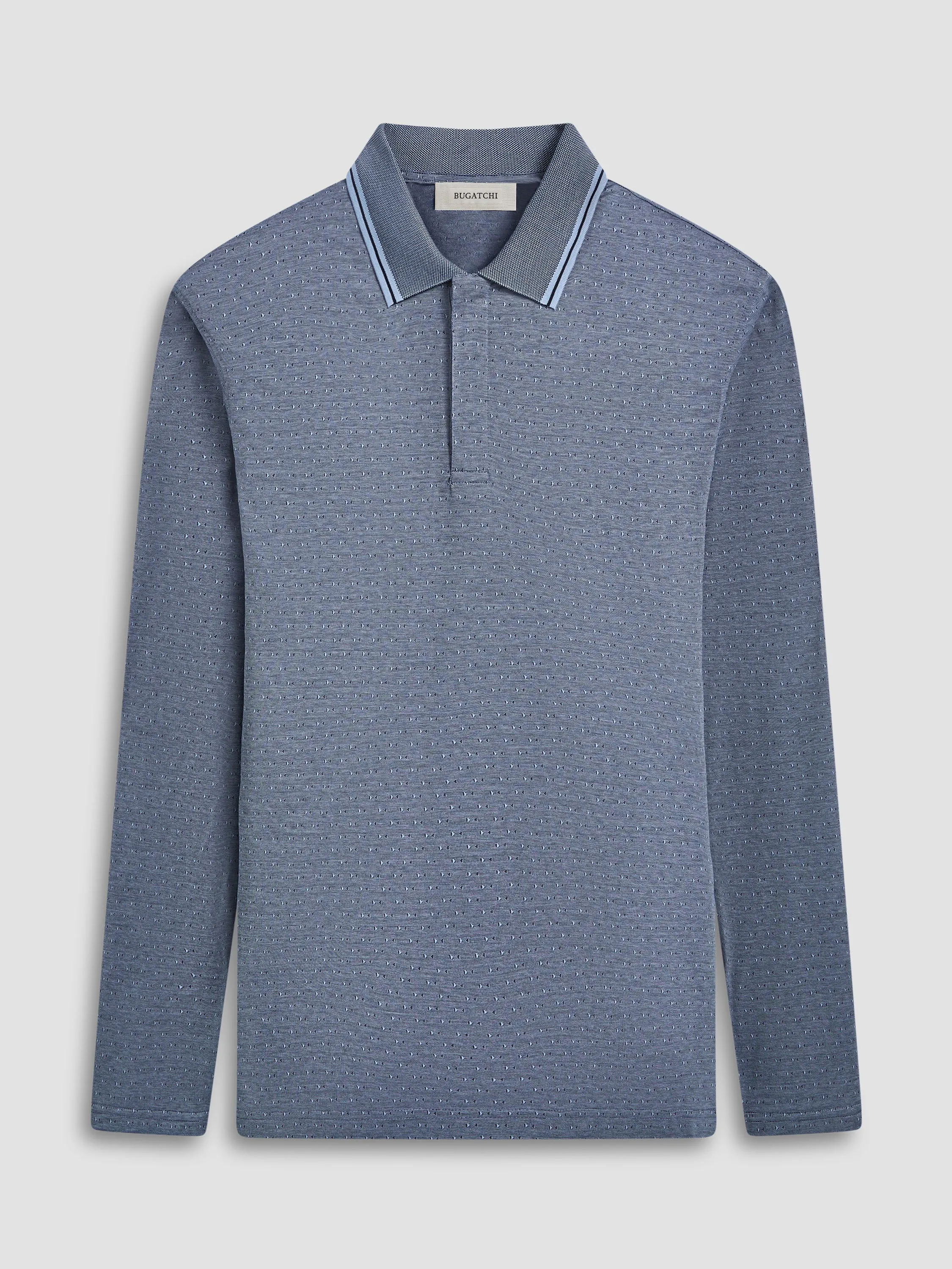 Bugatchi 3 Button LS Polo - Air Blue