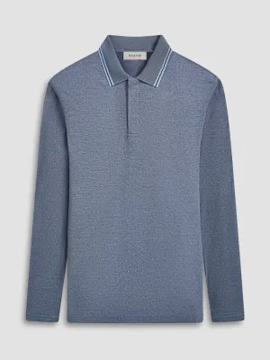 Bugatchi 3 Button LS Polo - Air Blue