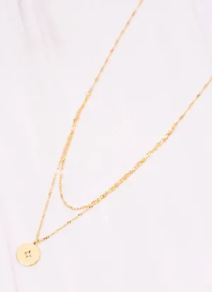 Burke Layered Necklace with Charm Gold