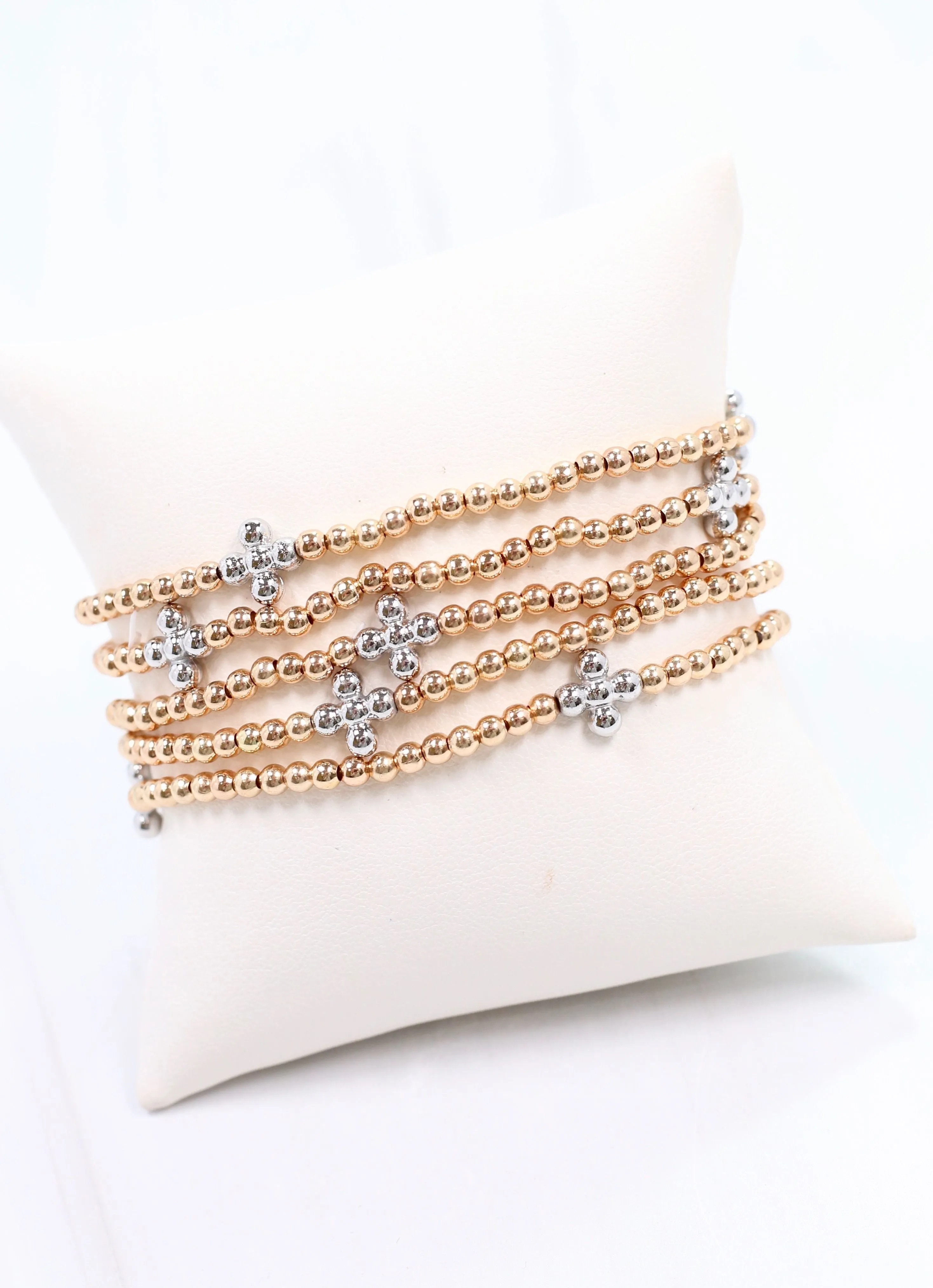 Cartwright Beaded Stretch Bracelet Set Gold Silver