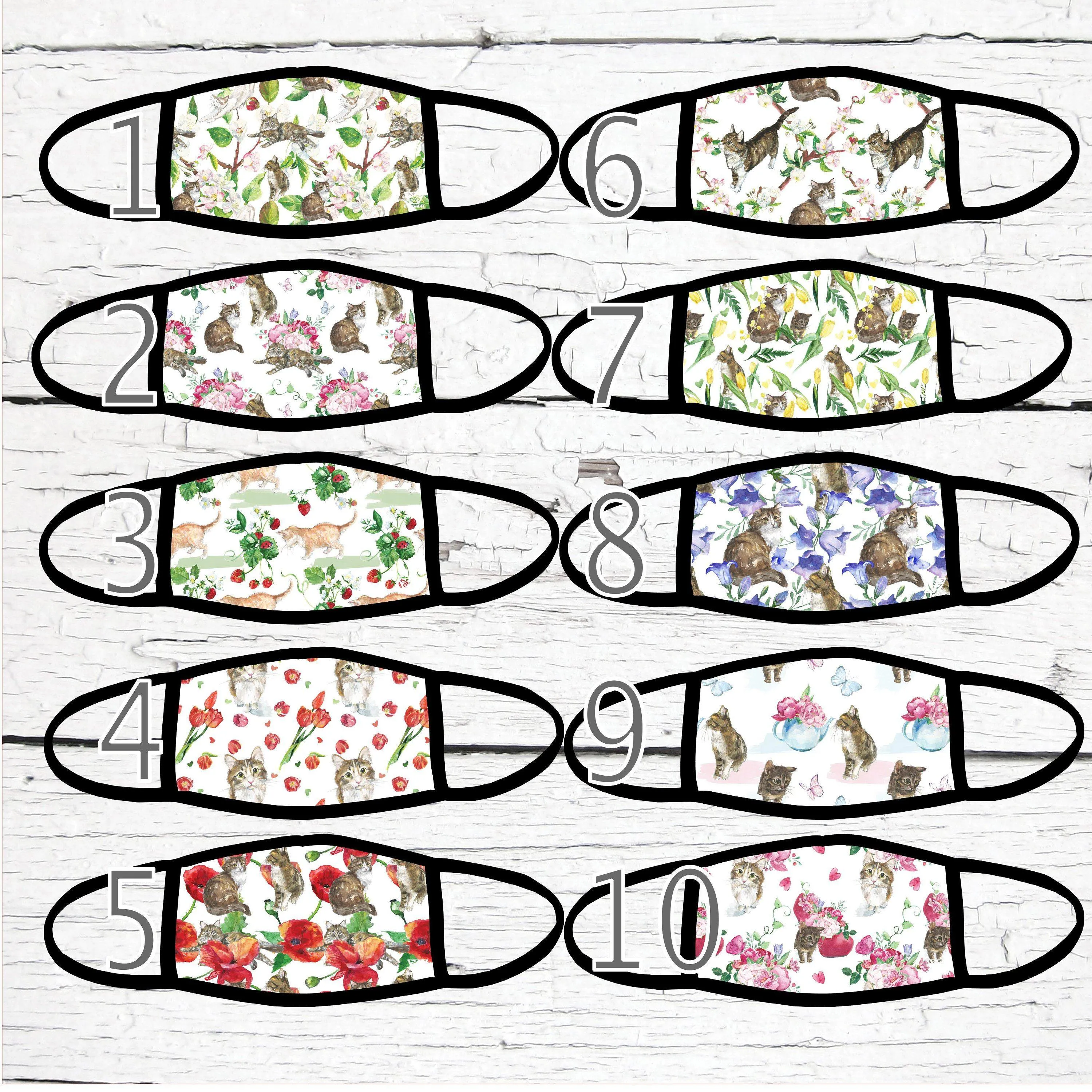 Cats and Flowers Face Mask / Cats Face Mask / Cute Cats Face Mask / Washable Face Mask / Reusable Face Mask