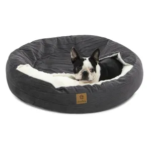 Charlie's Snookie Hooded Corduroy Calming Dog Bed Charcoal Medium
