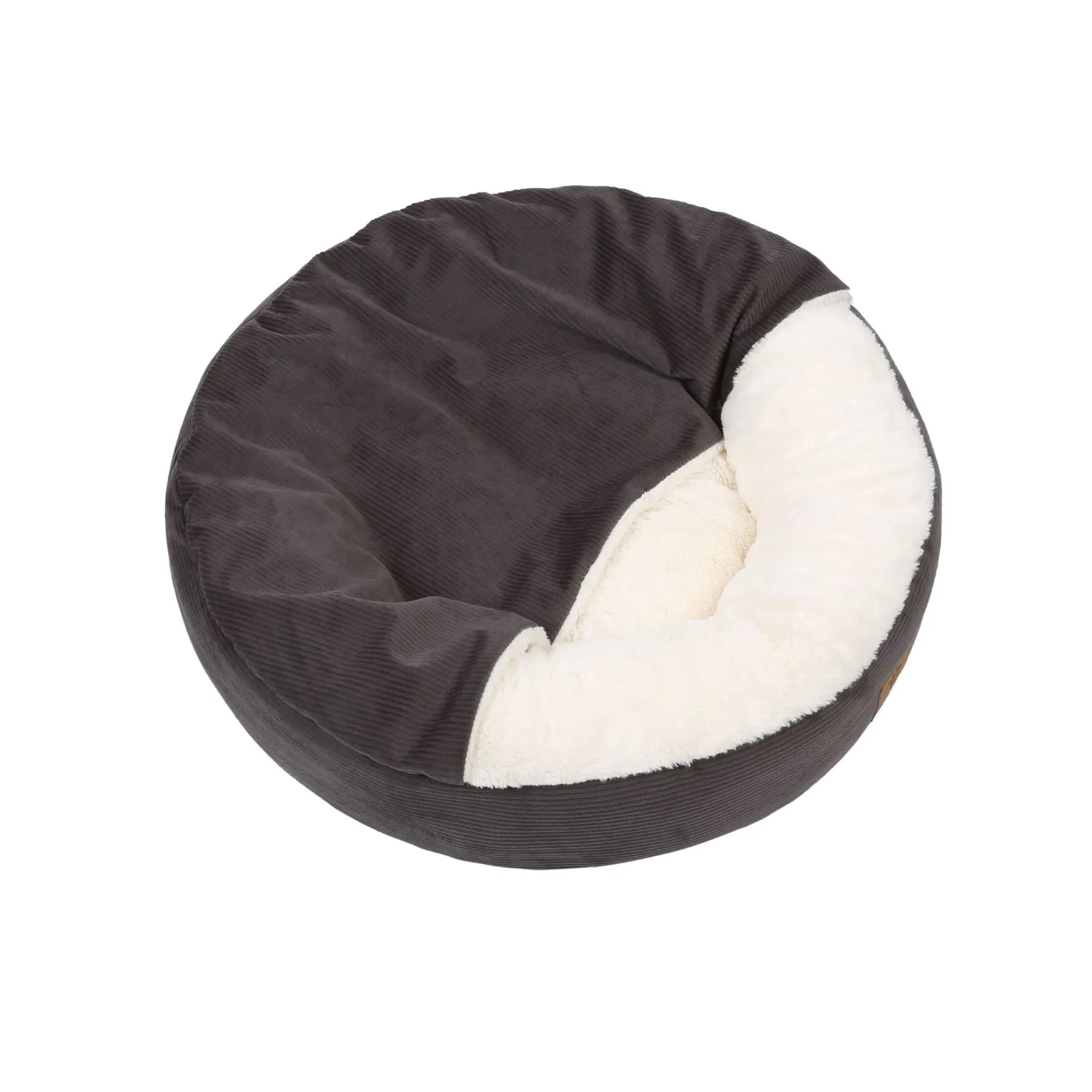 Charlie's Snookie Hooded Corduroy Calming Dog Bed Charcoal Medium
