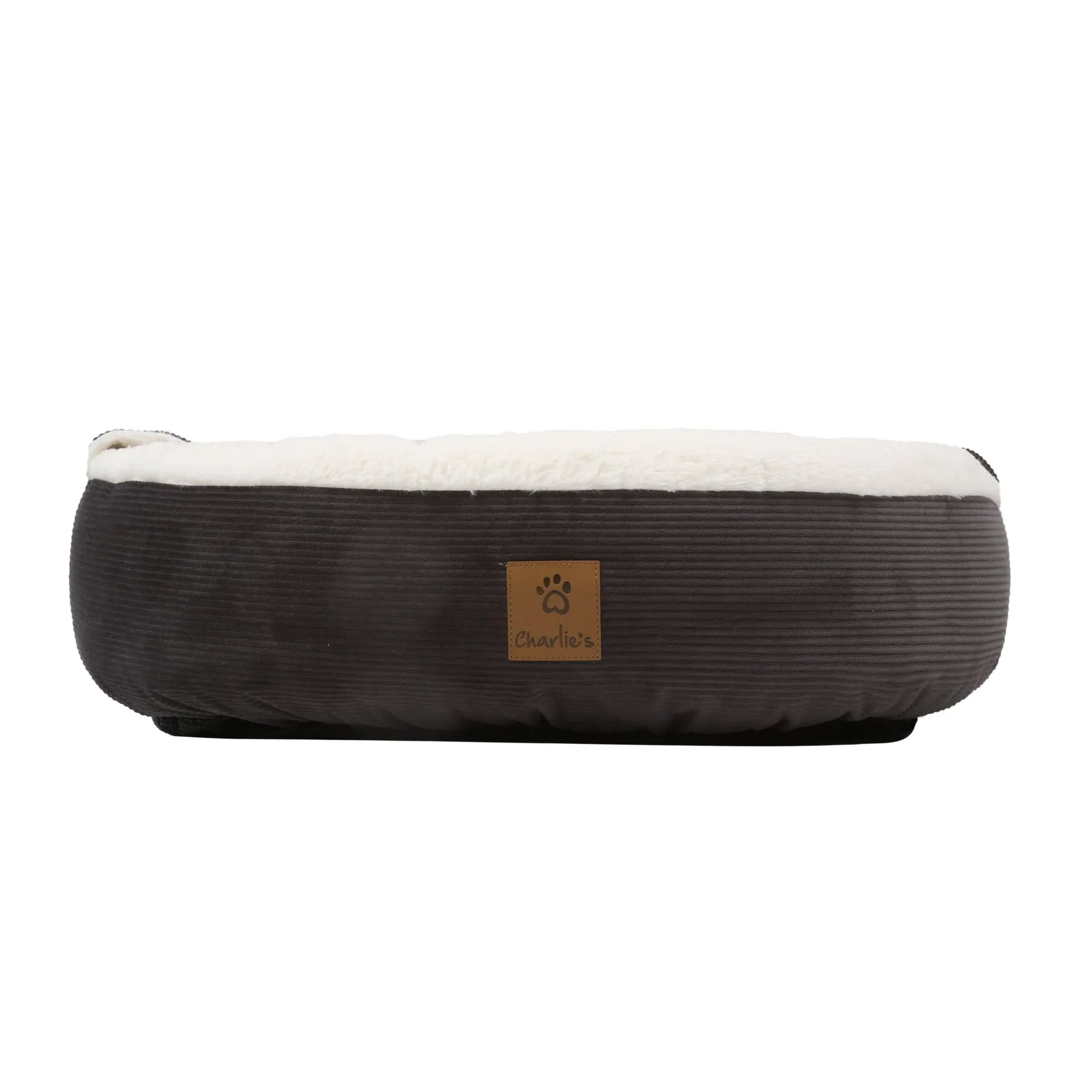 Charlie's Snookie Hooded Corduroy Calming Dog Bed Charcoal Medium