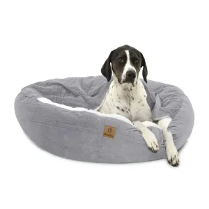Charlie's Snookie Hooded Corduroy Calming Dog Bed Dove Grey Small