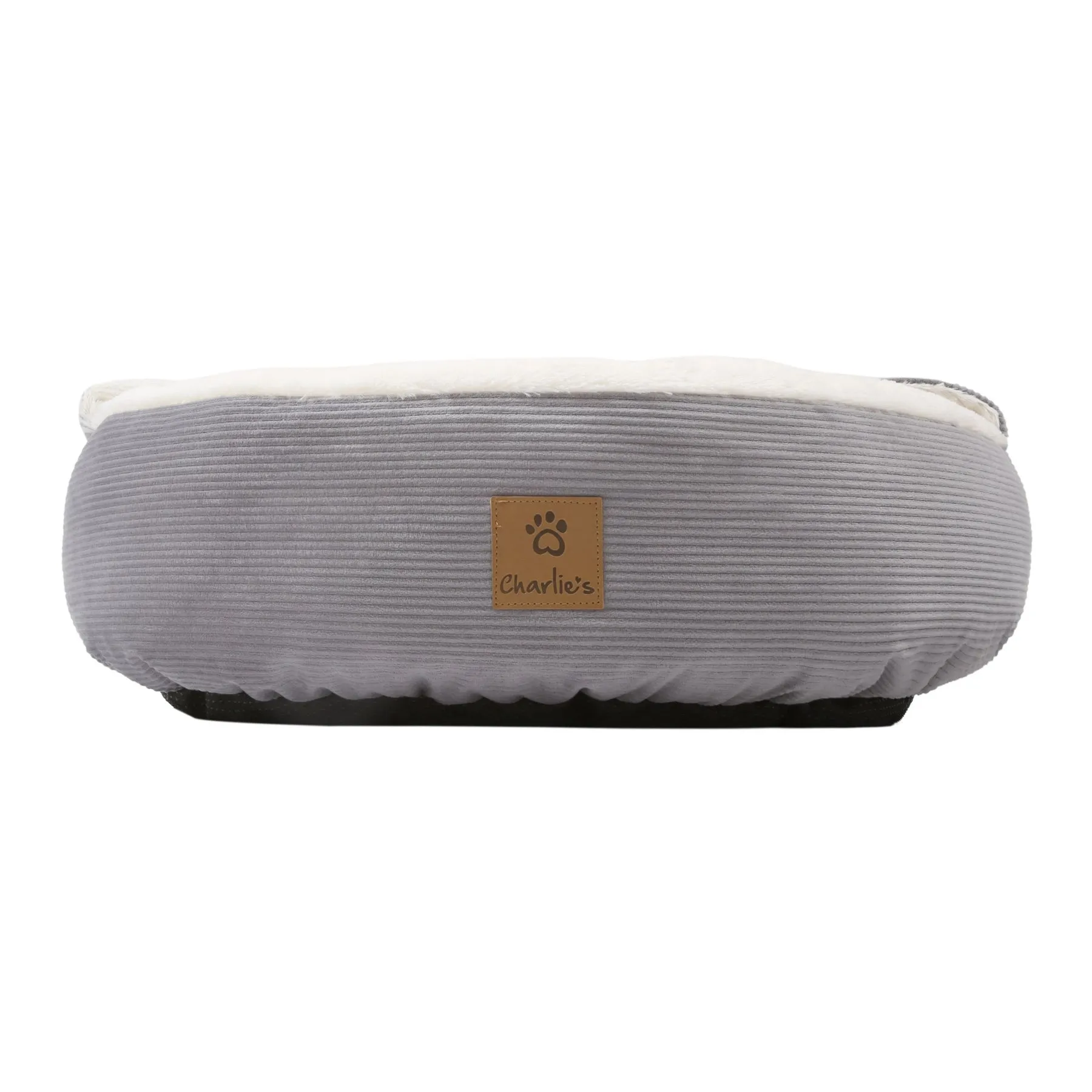 Charlie's Snookie Hooded Corduroy Calming Dog Bed Dove Grey Small