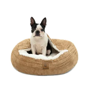 Charlie's Snookie Hooded Corduroy Calming Dog Bed Terracotta Small