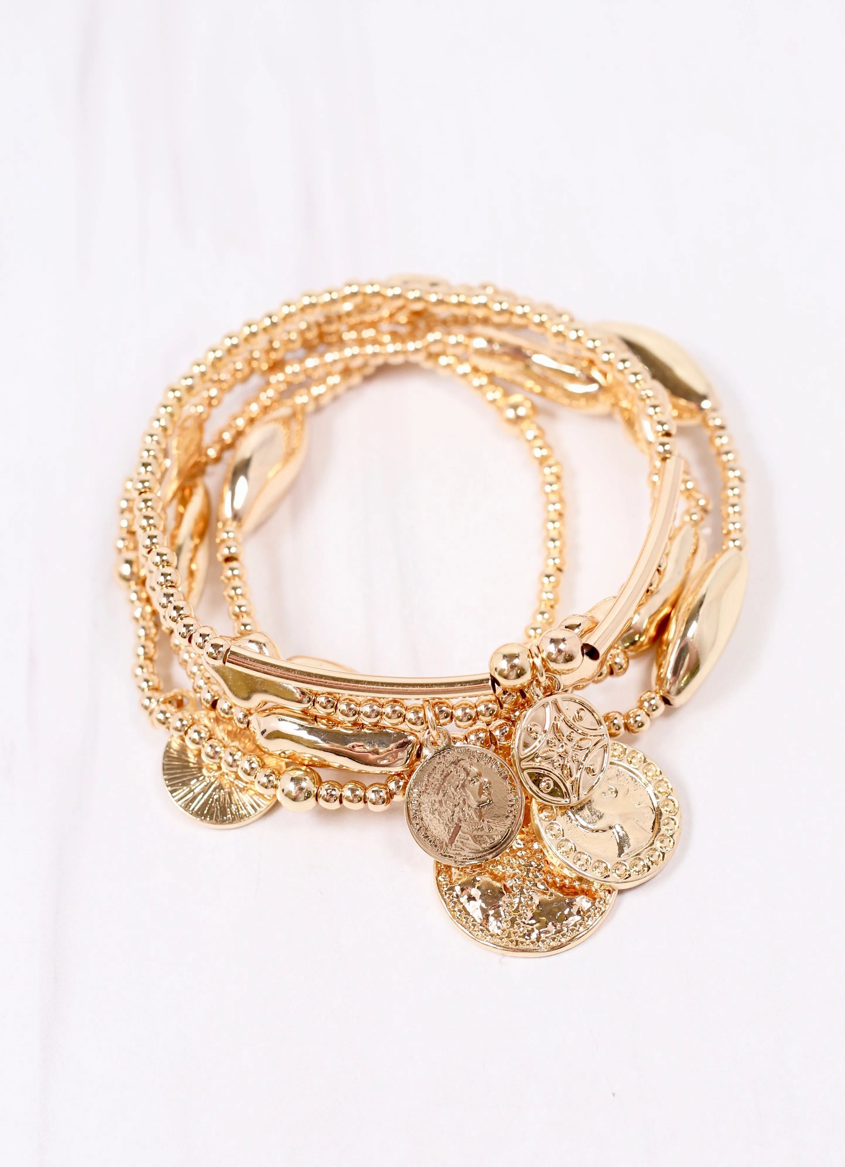 Chrissy Charm Bracelet Set Gold