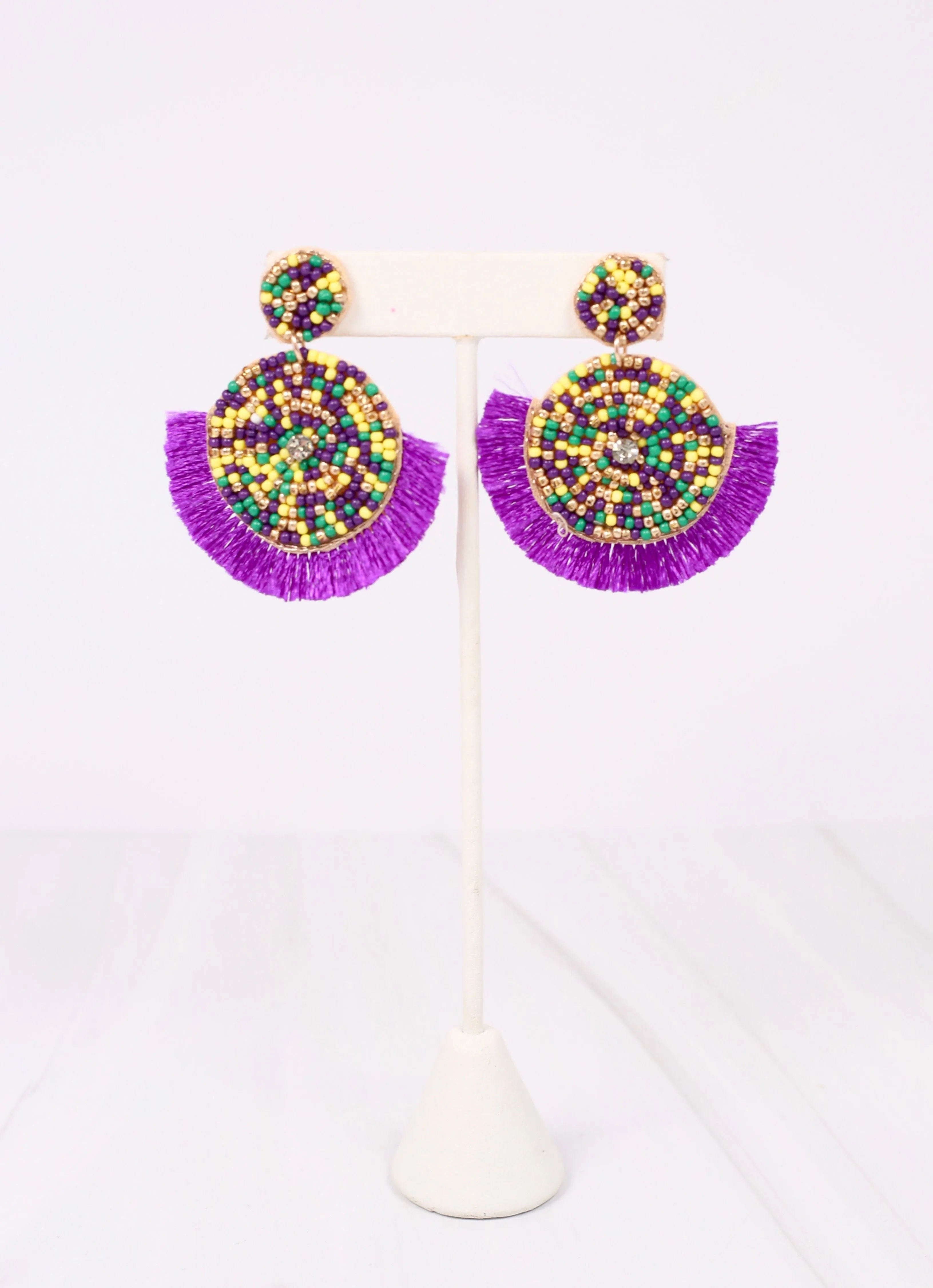 City Park Beaded Fringe Earring PURPLE